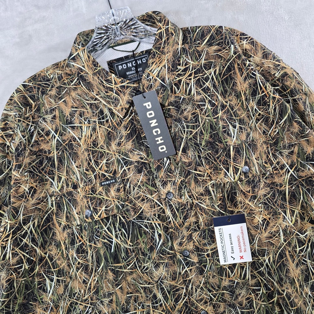 Poncho Tuff Thread The Banded Duck Men XL l Brown Camo Long Sleeve Shirt New